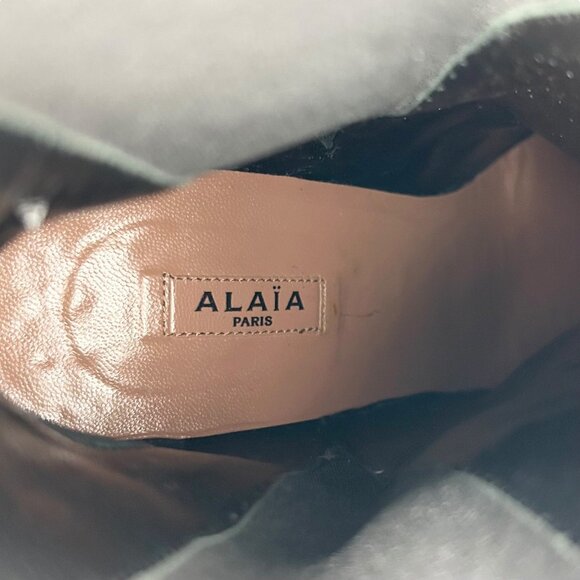 Alaia Studded Black Suede Heeled Boots - Picture 9 of 10